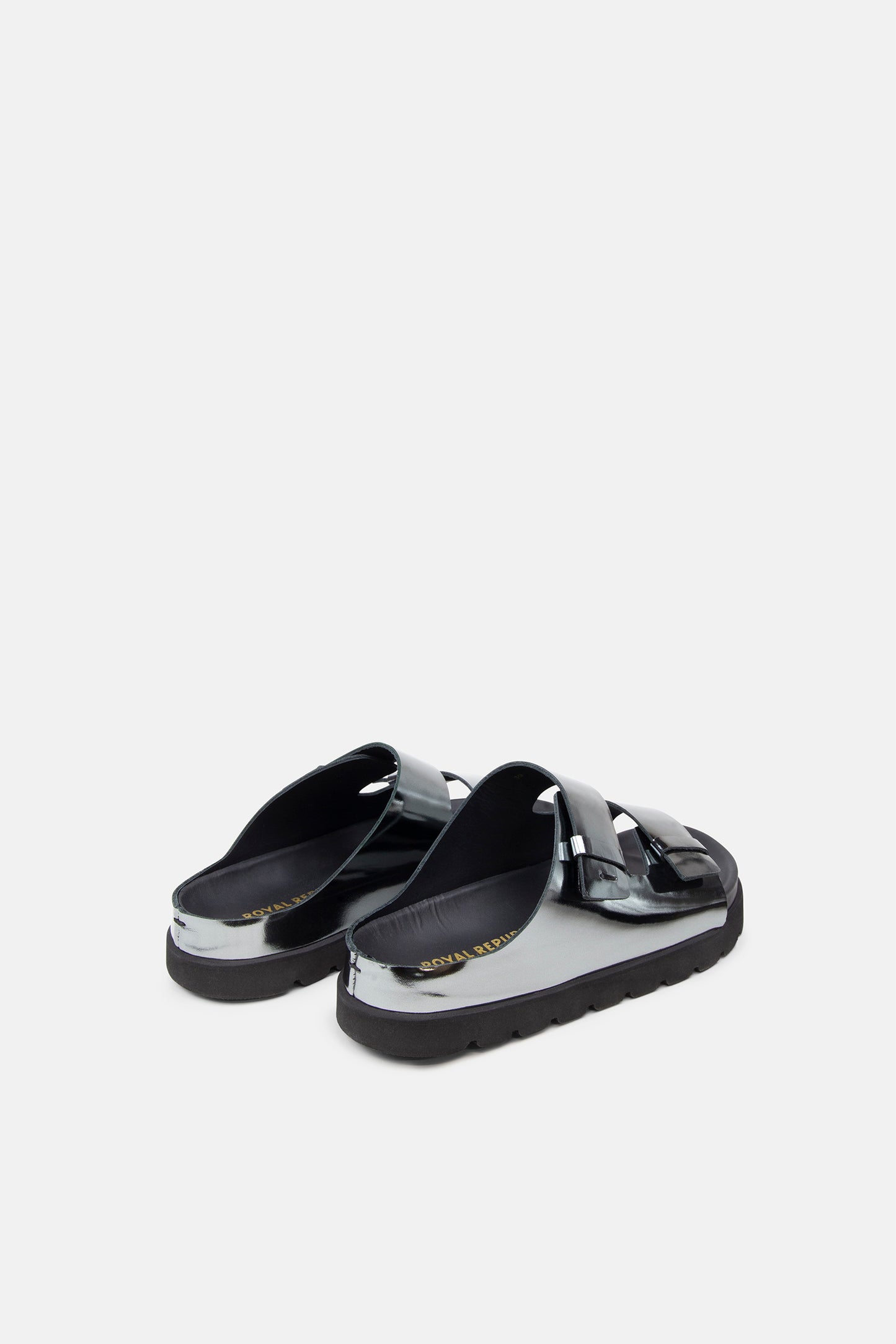 Pause Mirror Comfort Sandal | Shiny Gun metal