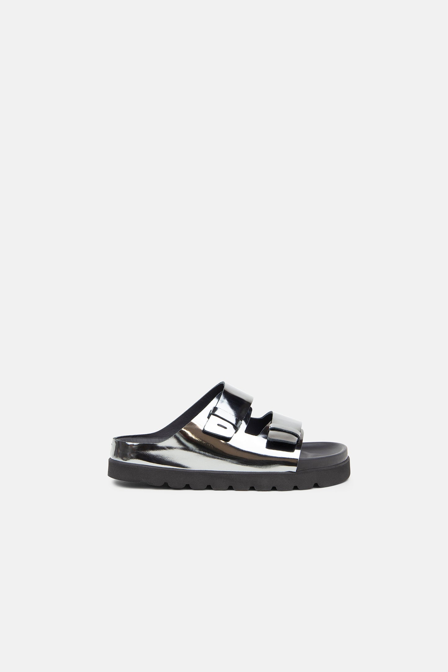 Pause Mirror Comfort Sandal | Shiny Gun metal