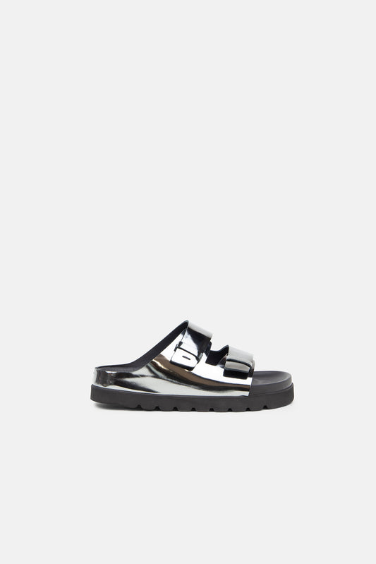 Pause Mirror Comfort Sandal | Shiny Gun metal
